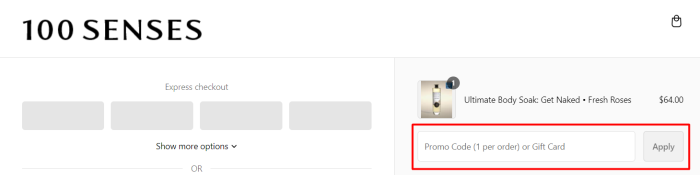 How to use 100 Senses promo code