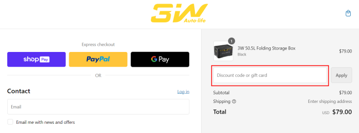 How to use 3W Auto-Life promo code