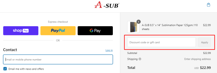 How to use A-SUB promo code