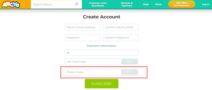 How to use ABCya promo code