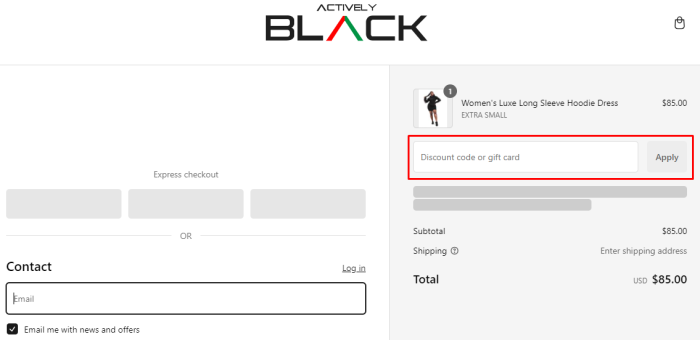 How to use Actively Black promo code