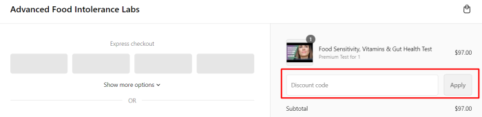 How to use Advanced Food Intolerance Labs promo code