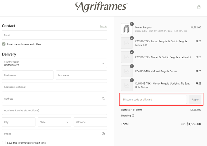 How to use Agriframes USA promo code