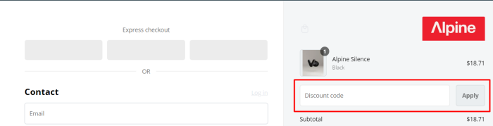 How to use Alpine promo code