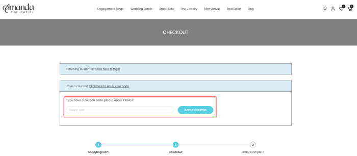 How to use Amanda Fine Jewelry promo code