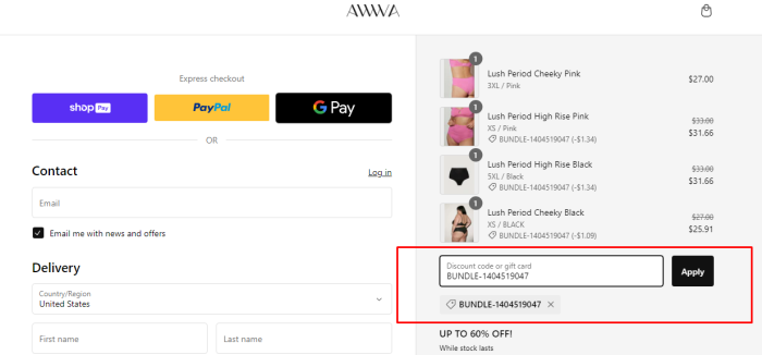 How to use Awwa promo code