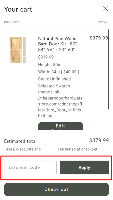 How to use Barn Door Hardware Store promo code