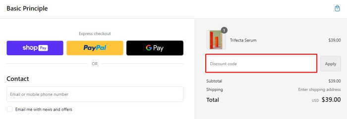 How to use Basic Principle promo code
