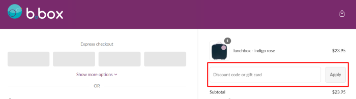 How to use B.box promo code