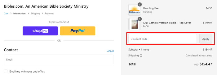 How to use Bibles.com promo code