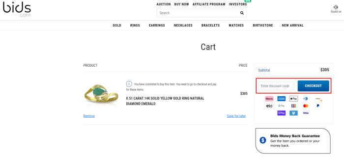 How to use Bids.com promo code