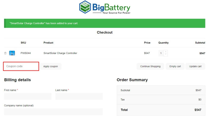 How to use BigBattery promo code