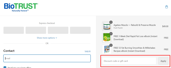 How to use BioTRUST promo code