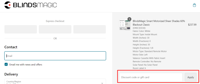 How to use BlindsMagic promo code