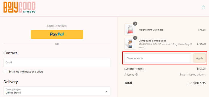 How to use Body Good Studio promo code
