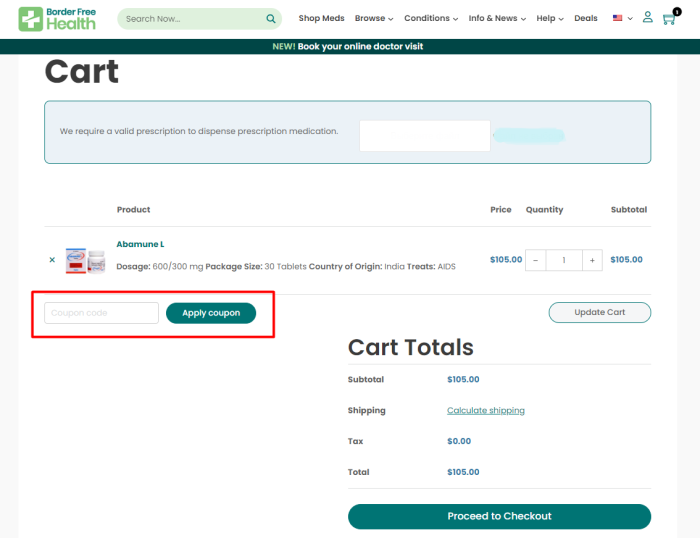 How to use Border Free Health promo code
