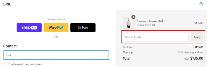 How to use Bric promo code