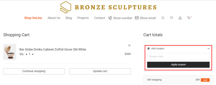 How to use Bronze Sculptures promo code