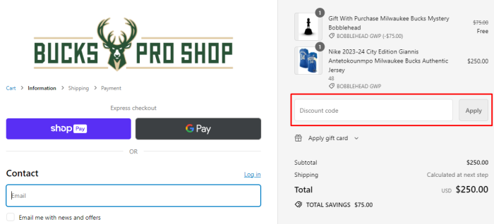 How to use Bucks Pro Shop promo code