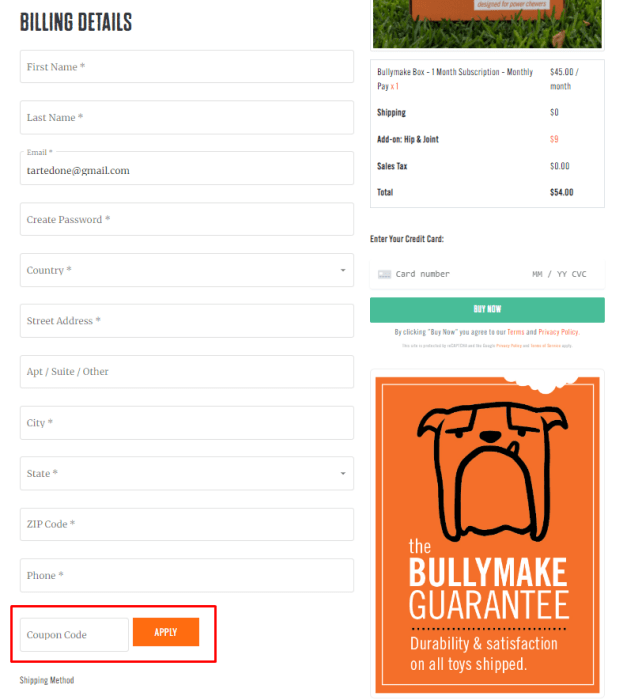 How to use Bullymake promo code