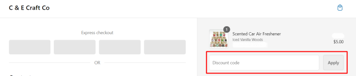 How to use C & E Craft Co promo code