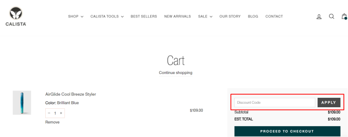 How to use Calista promo code