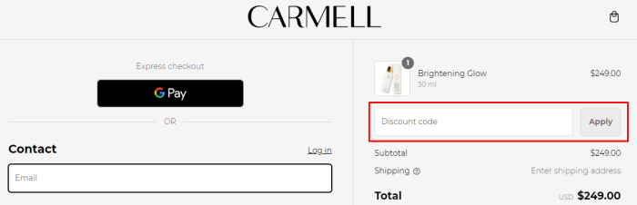 How to use Carmell Cosmetics promo code