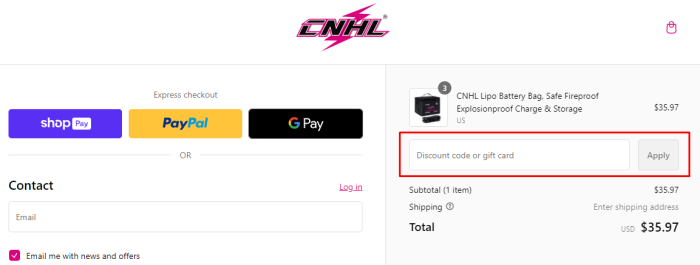 How to use China Hobby Line promo code