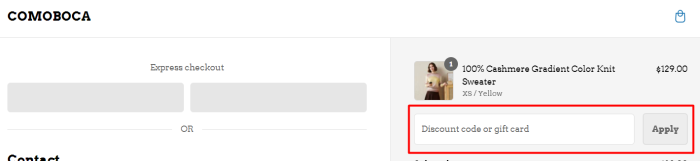 How to use Comoboca promo code