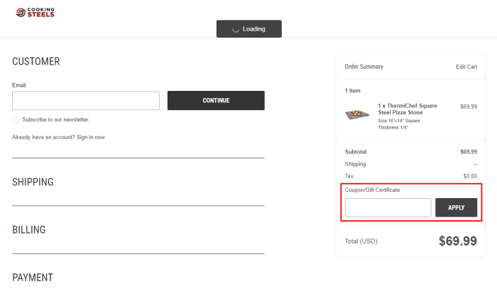 How to use Cooking Steels promo code