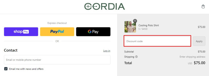 How to use Cordia promo code