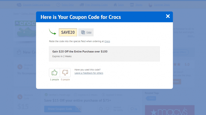 crocs store coupon