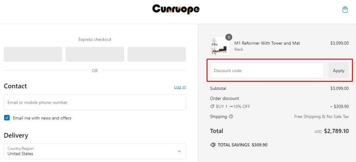 How to use Cunruope promo code