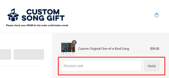 How to use Custom Song Gift promo code