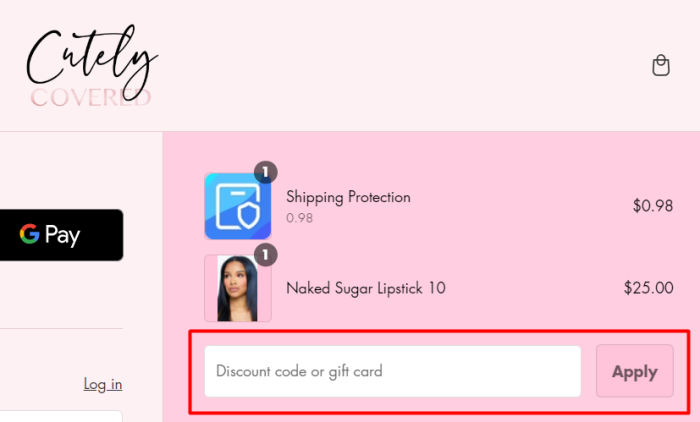 How to use Cutely Covered promo code