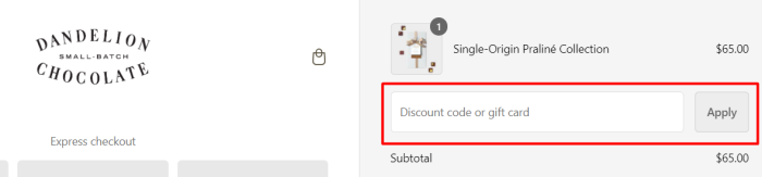 How to use Dandelion Chocolate promo code