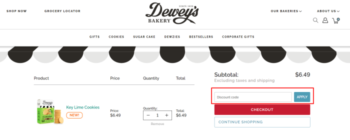 How to use Dewey’s Bakery promo code