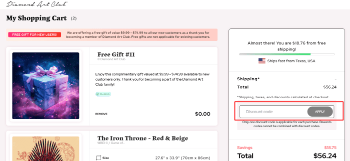 How to use Diamond Art Club promo code