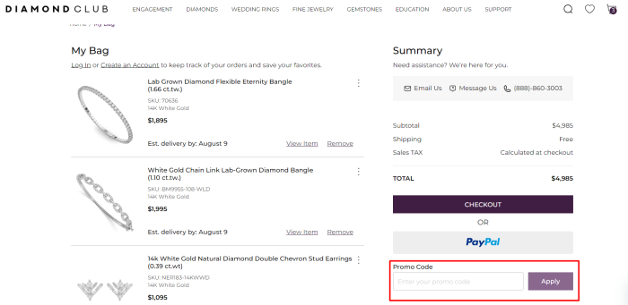 How to use Diamond Club promo code