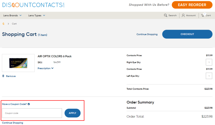 How to use DiscountContacts promo code