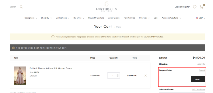 How to use District 5 Boutique promo code