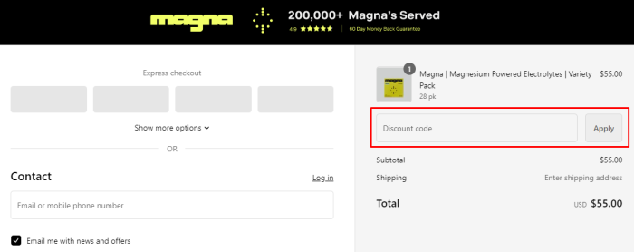 How to use Drink Magna promo code