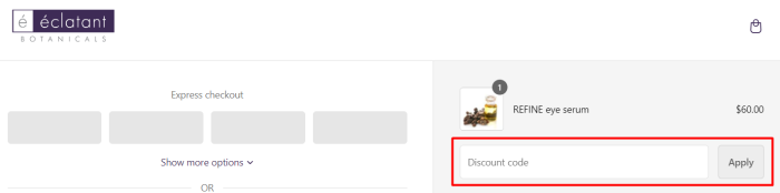 How to use Éclatant Botanicals promo code