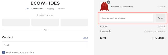 How to use eCowhides promo code