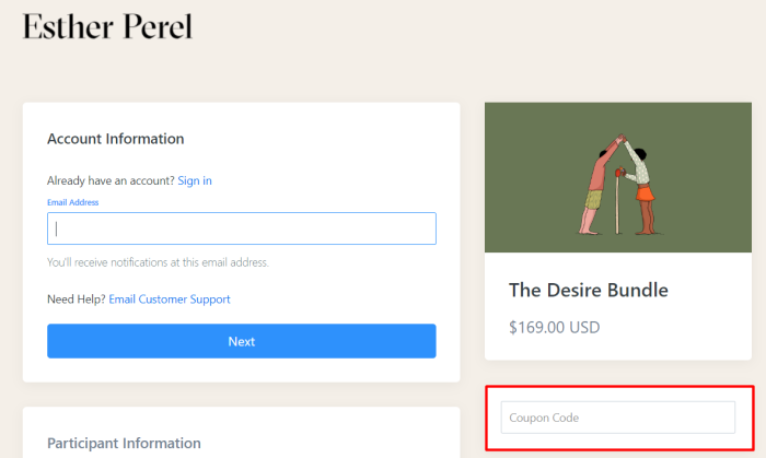 How to use Esther Perel promo code