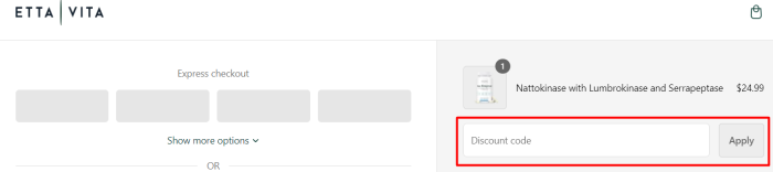 How to use Etta Vita promo code