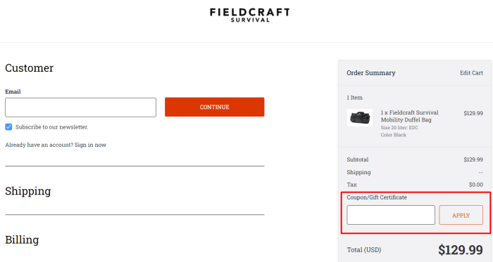 How to use Fieldcraft Survival promo code