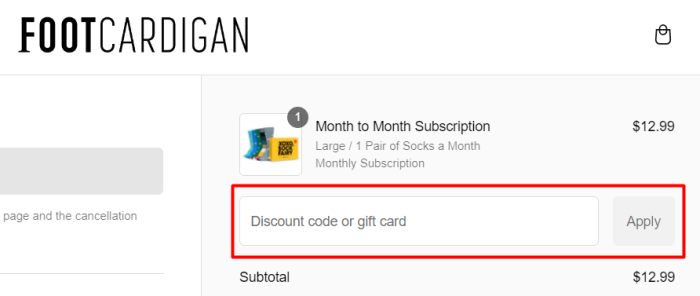 How to use Foot Cardigan promo code