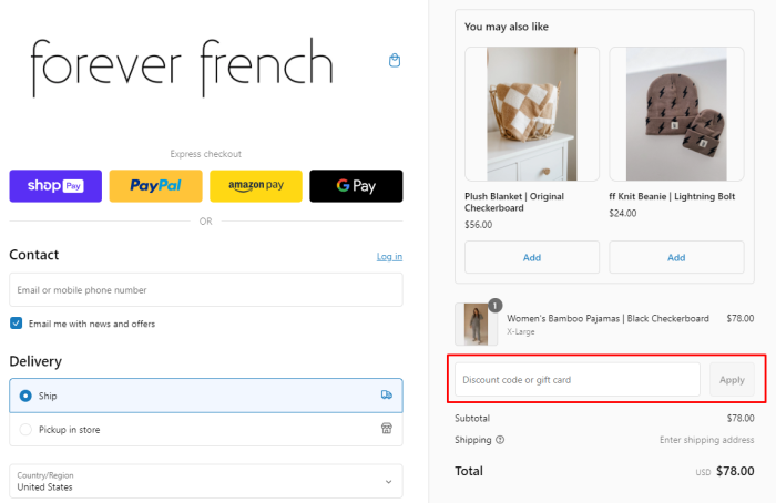 How to use Forever French promo code