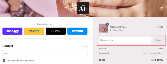 How to use Free AF promo code